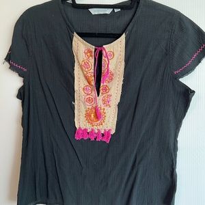 Black embroidered top